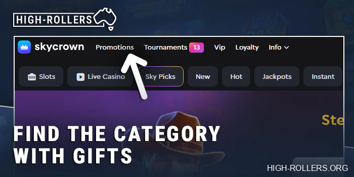 Go to the bonuses section of the high roller casino site