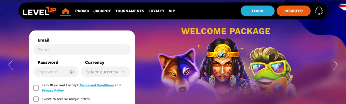 Screenshot of Level Up online casino